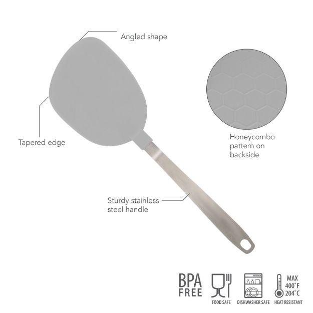 JUMBO STAINLESS STEEL HANDLED NYLON FLEX TURNER - OYSTER GRAY