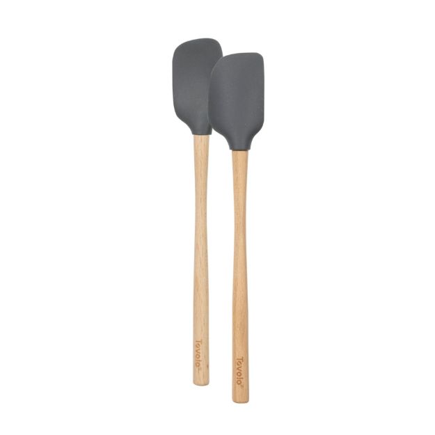 FLEX-CORE WOOD HANDLED MINI SPATULA & SPOONULA CHARCOAL