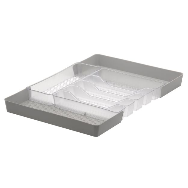HEXA® 6-DIVIDER SILVERWARE TRAY — CLEAR FROST