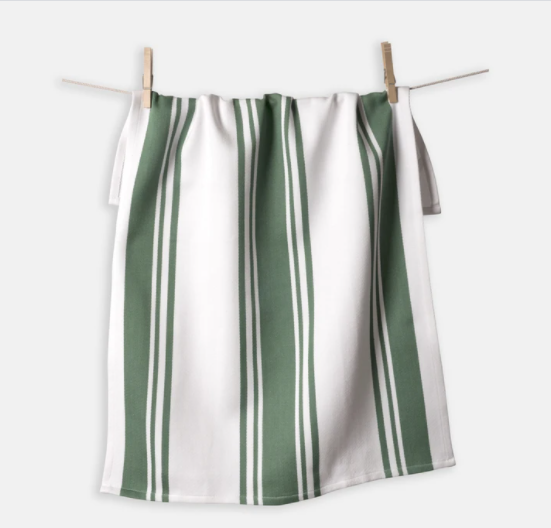 KAF HOME CENTERBAND CHEF'S KITCHEN TOWEL - 20" X 30": MINERAL GREEN