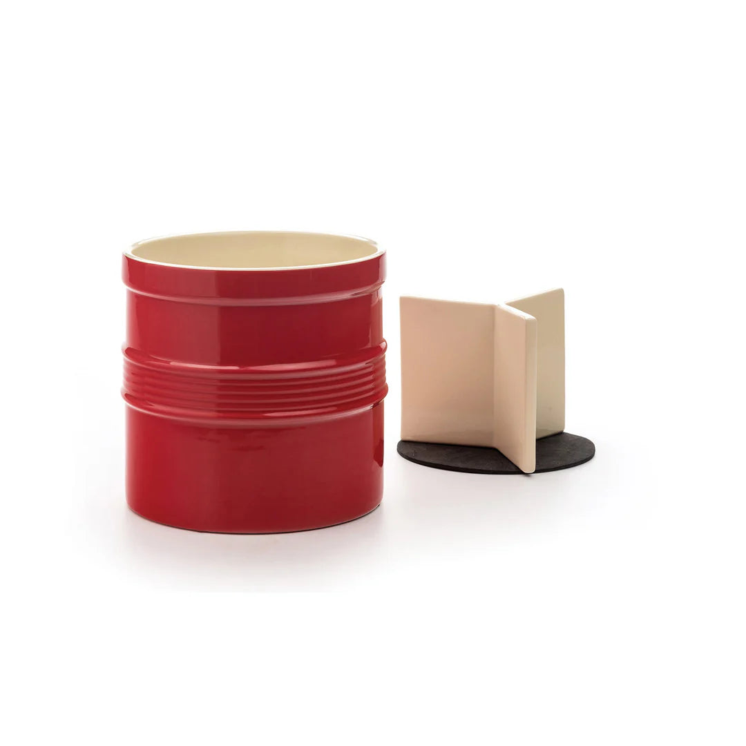 OVERSIZED STONEWARE TOOL CROCK RED