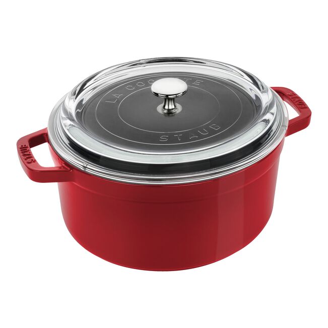 STAUB COCOTTE QT W/GLASS LID CHERRY