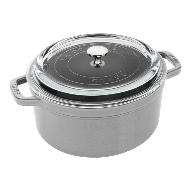 STAUB COCOTTE 4 QT W/GLASS LID GRAPHITE