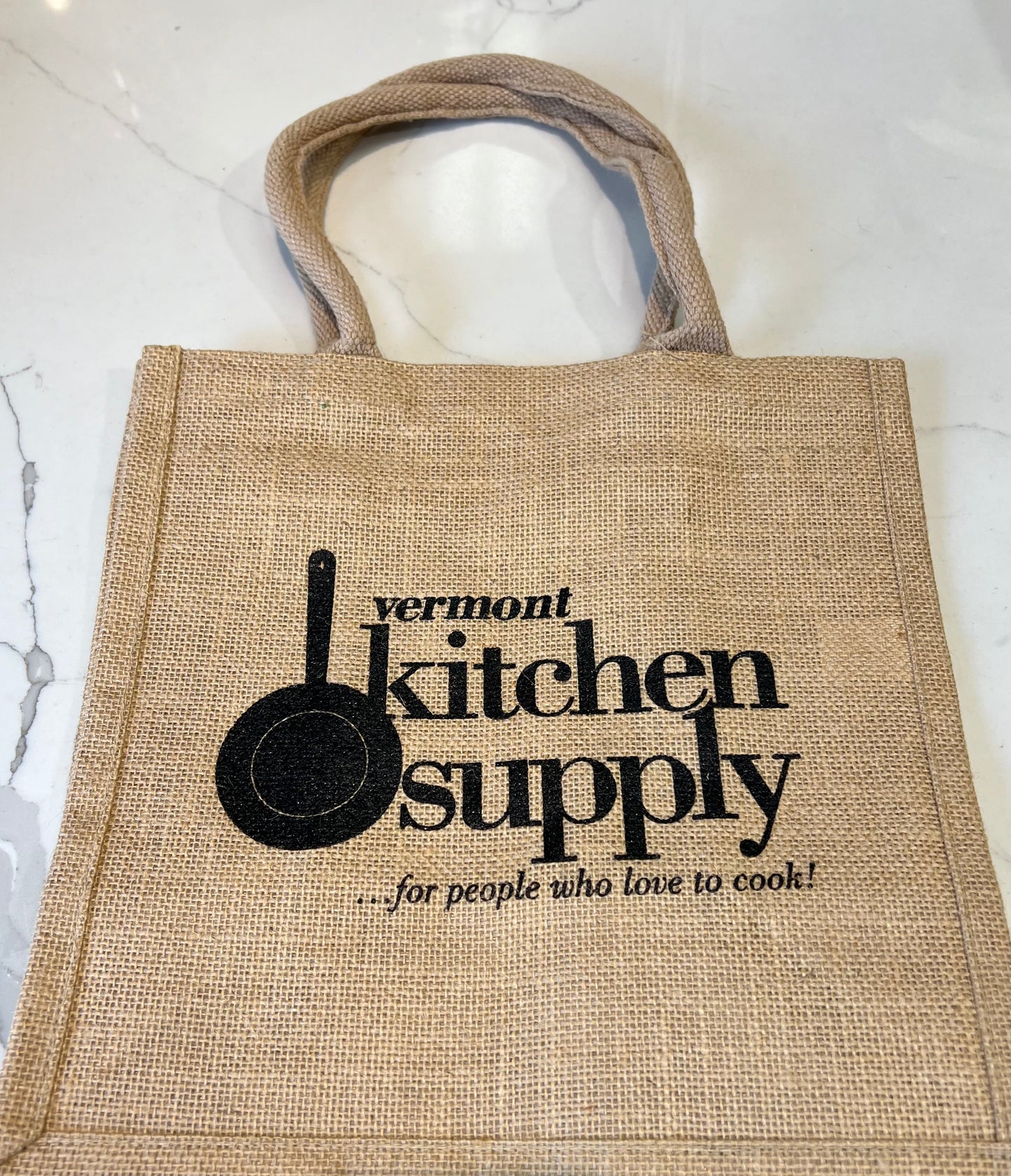 VERMONT KITCHEN SUPPLY JUTE TOTE ROLLED HANDLES
