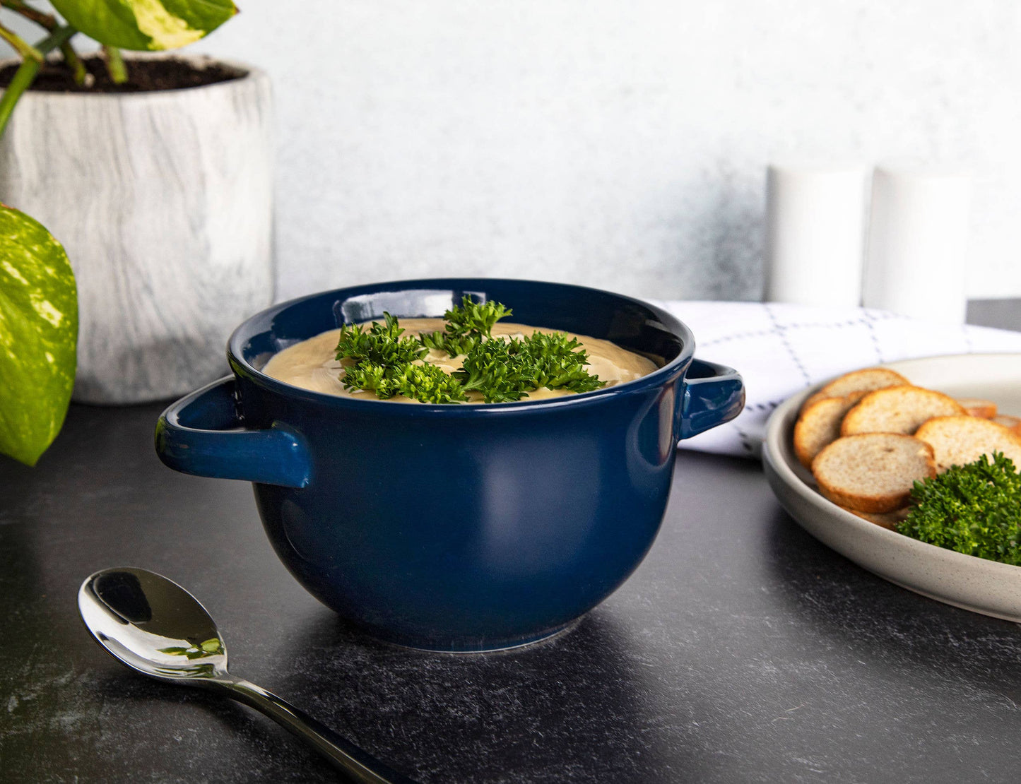 KOOK CERAMIC SOUP CROCK, 18 OZ, BLUE