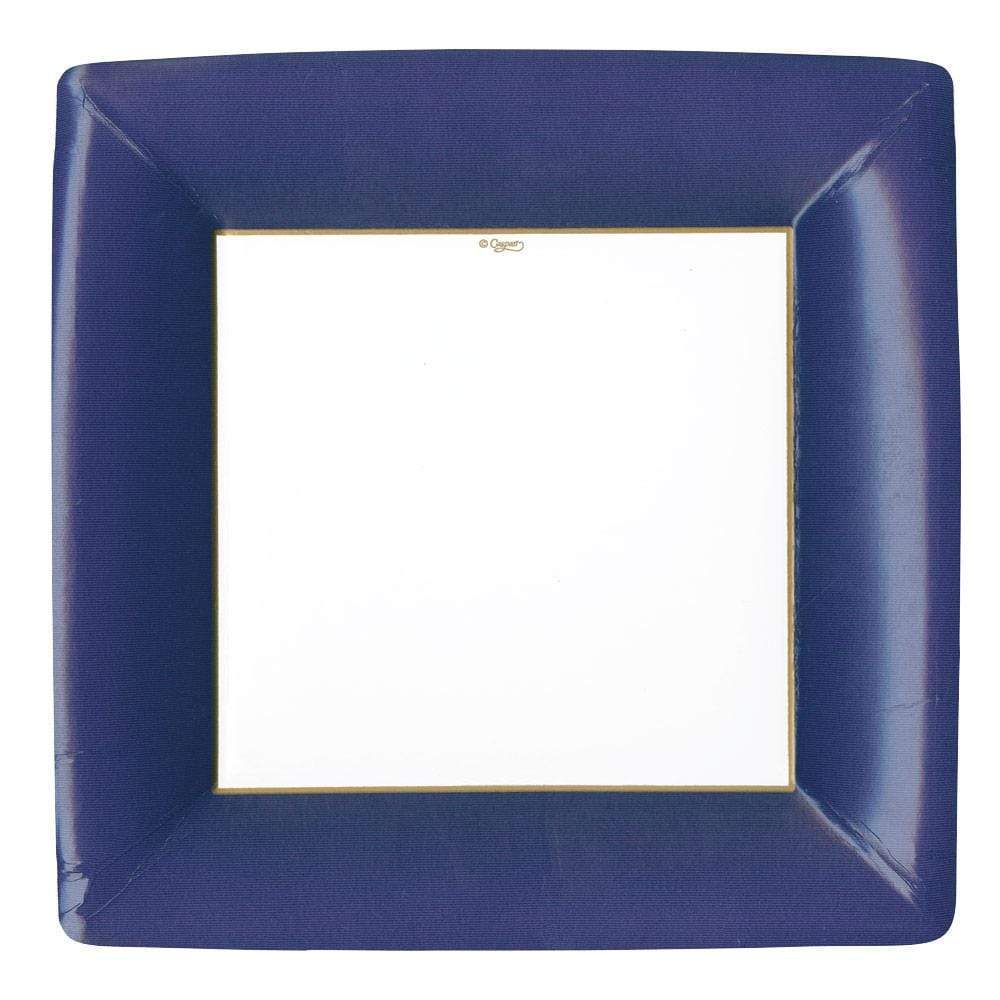 DINNER PAPER PLATE GROSGRAIN BORDER NAVY