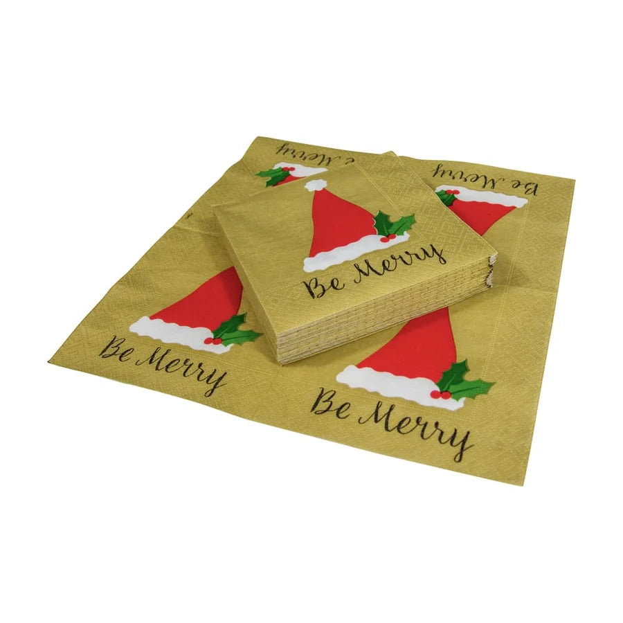 BE MERRY GOLD NAPKIN COCKTAIL