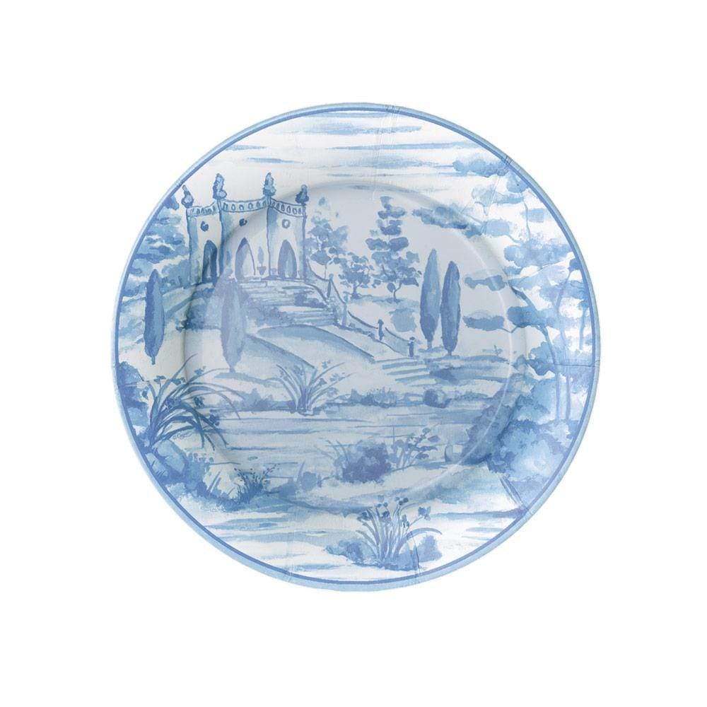 DINNER PAPER PLATE TUSCAN TOILE BLUE 10.5IN