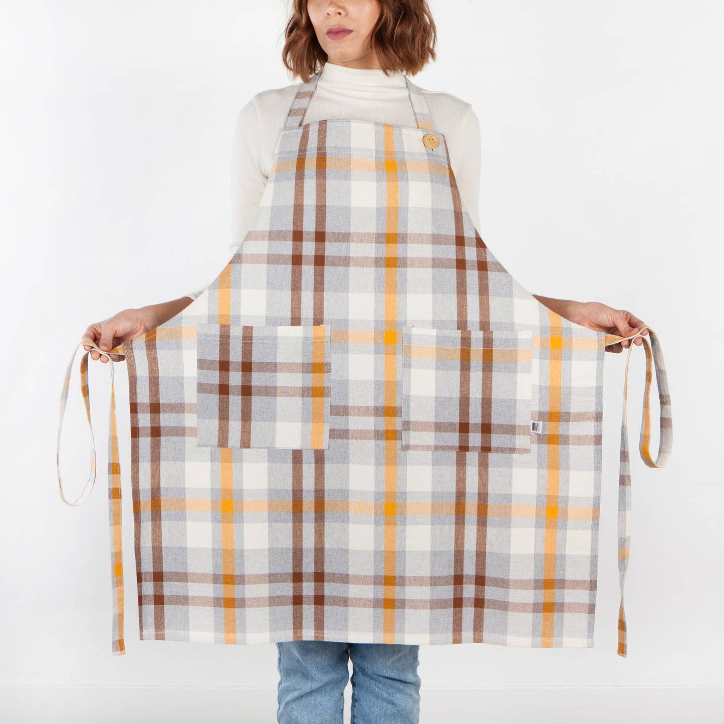 RECYCLED COTTON 2ND SPIN MAIZE SPRUCE APRON