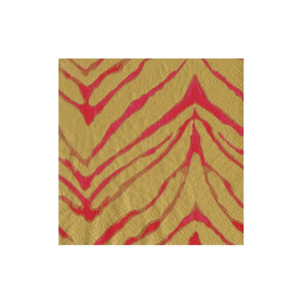 COCKTAIL NAPKIN GO WILD FUCHSIA/GLD