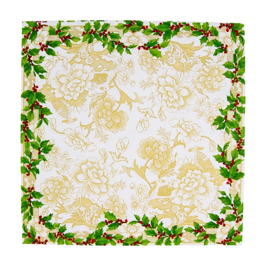 HOLLY CERAMIC IVORY/GOLD COCKTAIL NAPKIN