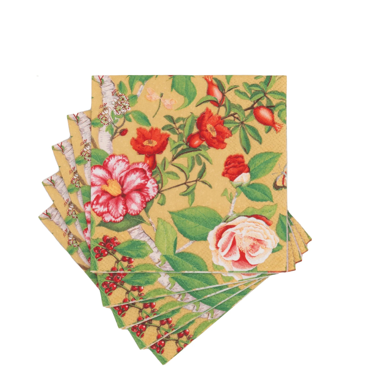 CHRISTMAS CHINOISERIE GOLD COCKTAIL NAPKINS