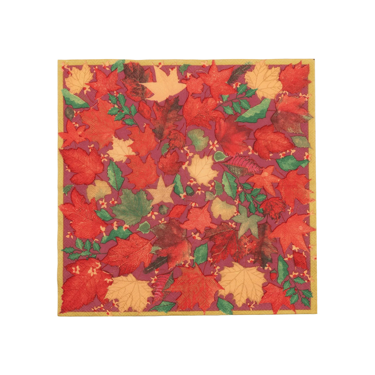 SWIRLING LEAVES BURGUNDY COCKTAIL NAPKINS