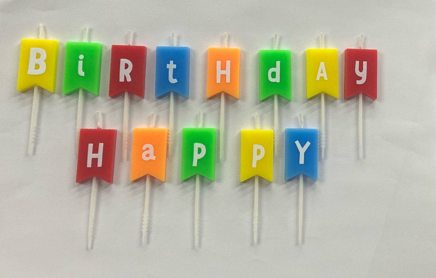 HAPPY BIRTHDAY RAINBOW BANNER CANDLE SET