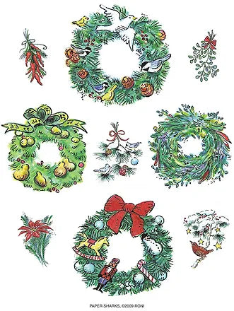 FLOUR SACK TOWEL XMAS WREATHS