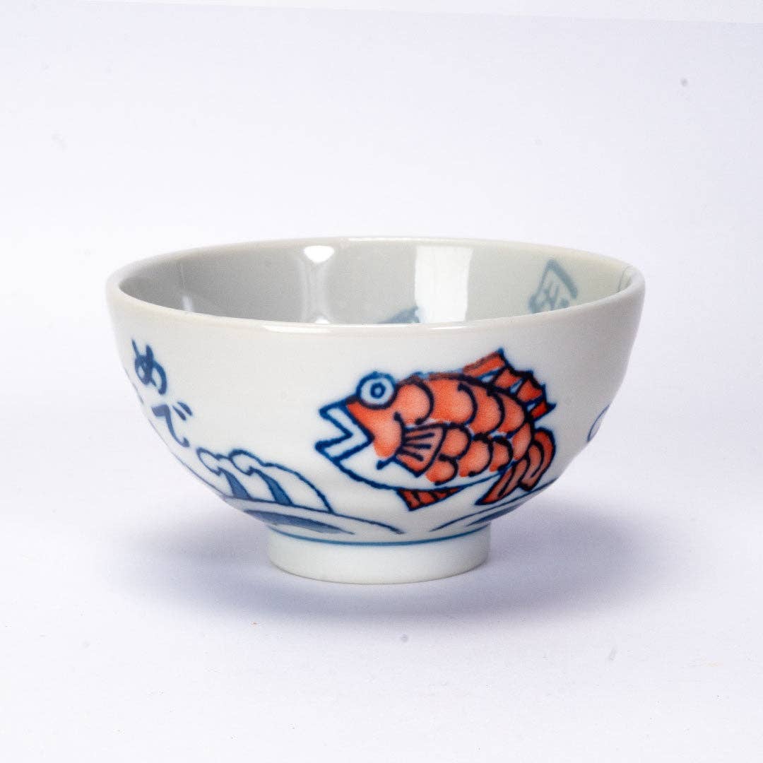 10OZ 4.5"DIA X 2.5"H PORCELAIN RICE BOWL TAI SEA BREAM JP (5/90)