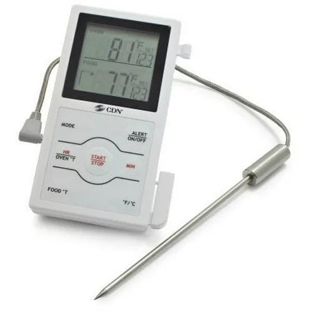 DUAL SENSING PROBE THERMOMETER & TIMER WHITE