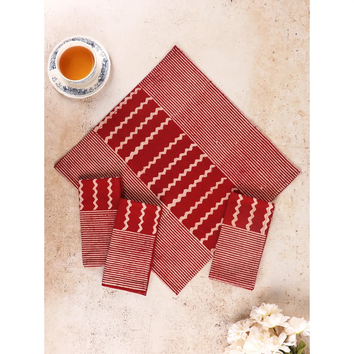 APRIL CORNELL WANDERLUST NATURAL DYE NAPKINS SET OF 4