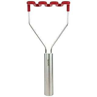 SILICONE MASHER STAINLESS HANDLE RED