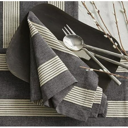 GRAPHITE STRIPE NAPKIN BLK/TAN