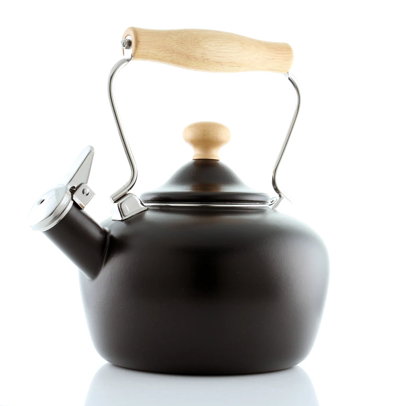ENAMEL ON STEEL CARINAWOOD TEA KETTLE 1.8 QT MATTE BLACK