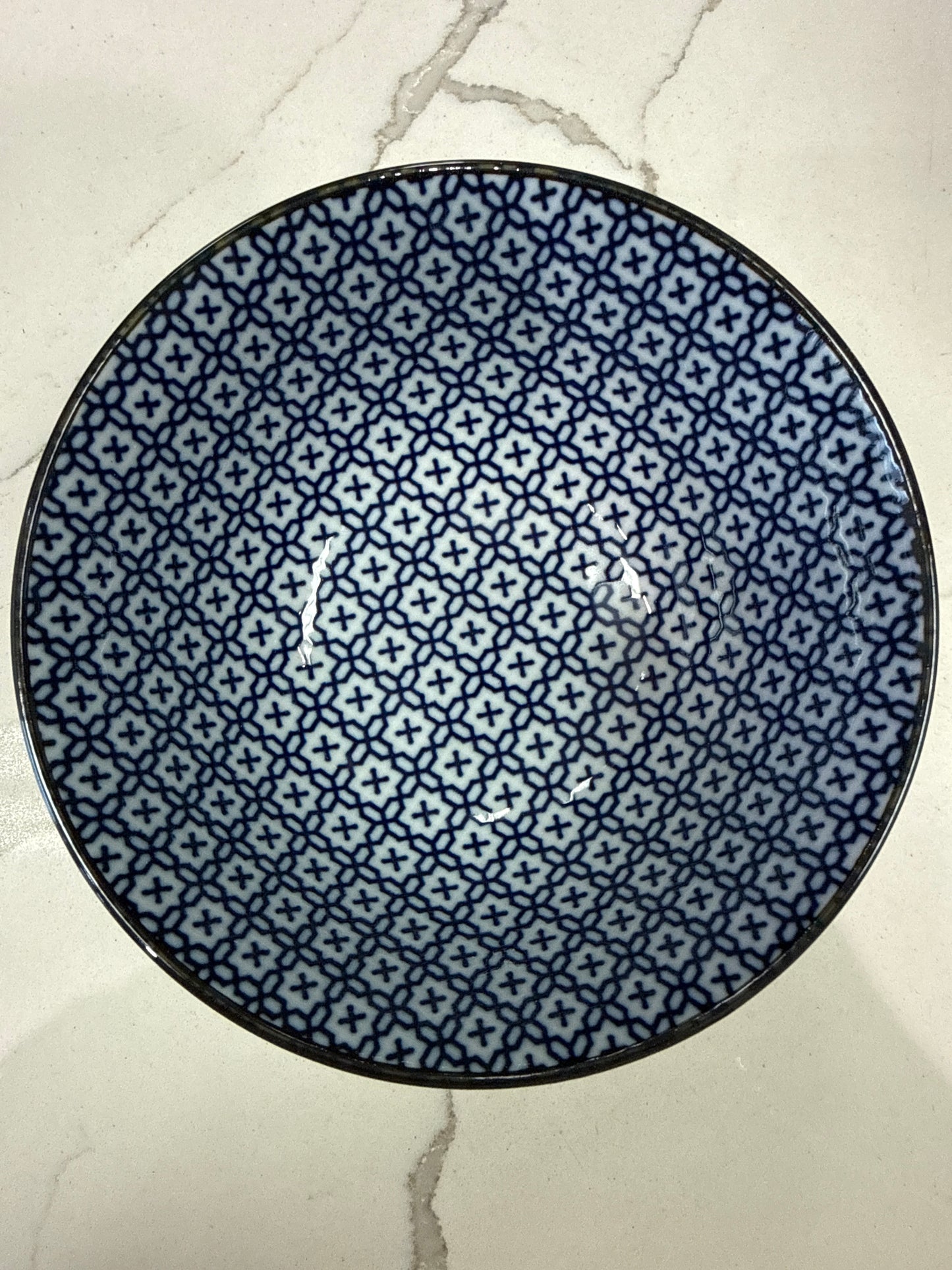 BLUE & WHITE X’S BOWL 5"