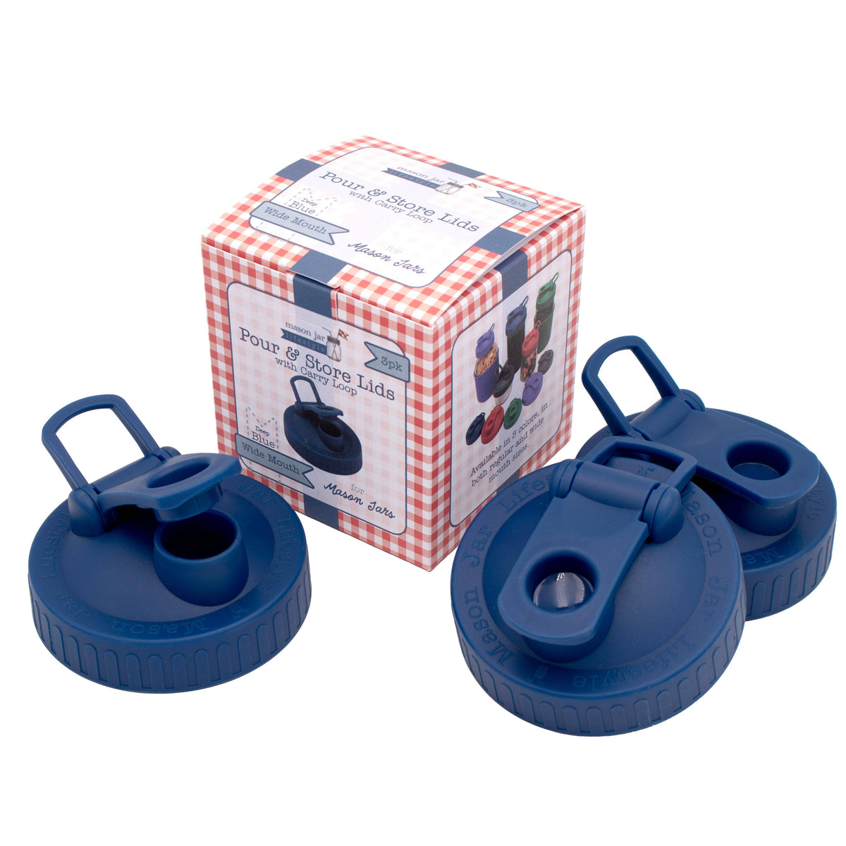 Pour & Store Shaker Lid with Carry Loop for Mason Jars: Cherry red / Wide mouth / Updated