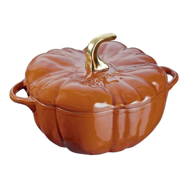 STAUB PUMPKIN COCOTTE 3.5QT ORANGE W/BRASS KNOB