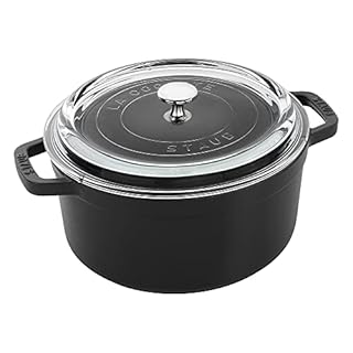 STAUB COCOTTE 4 QT W/GLASS LID BLACK