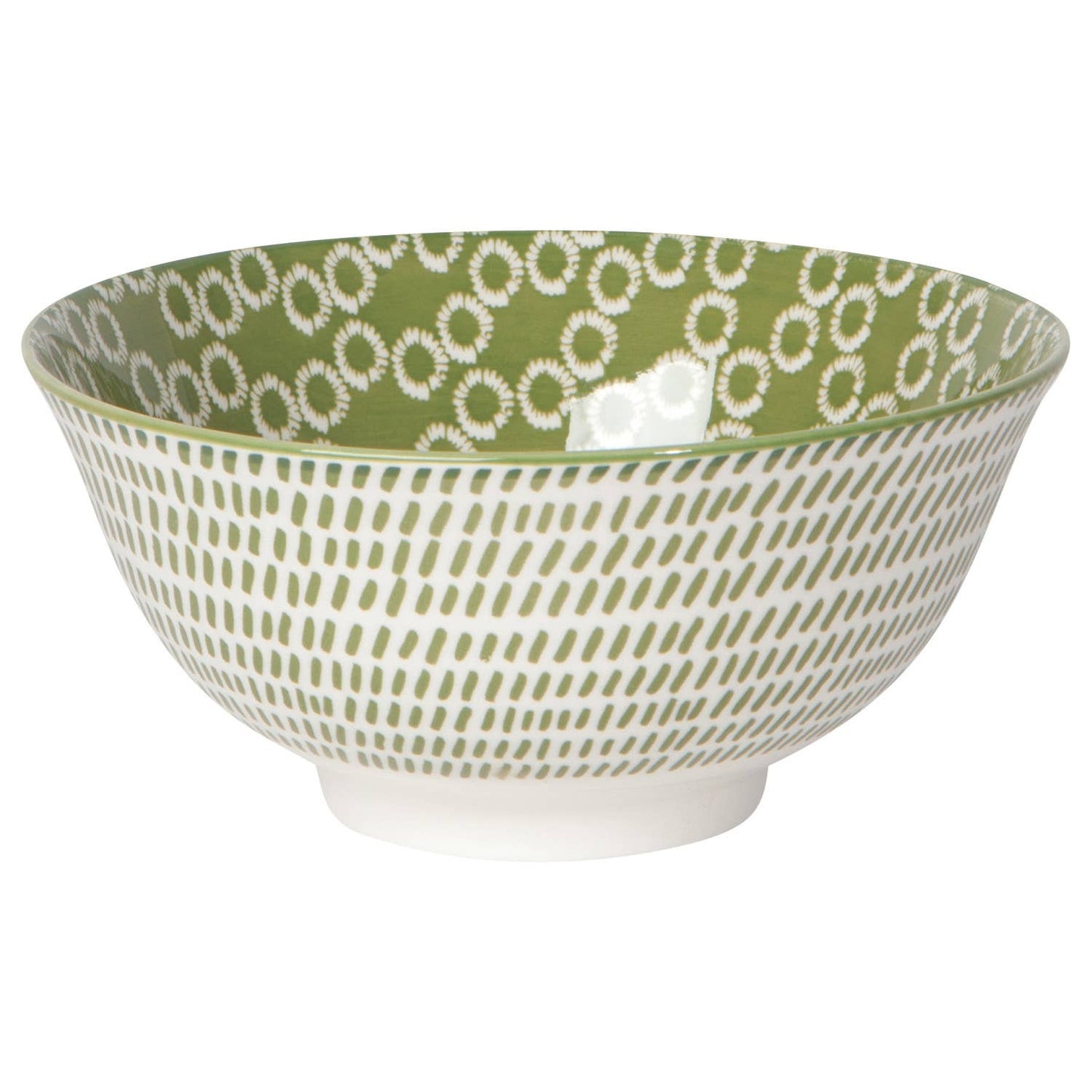 GREEN RINGS STAMPED BOWL 6"