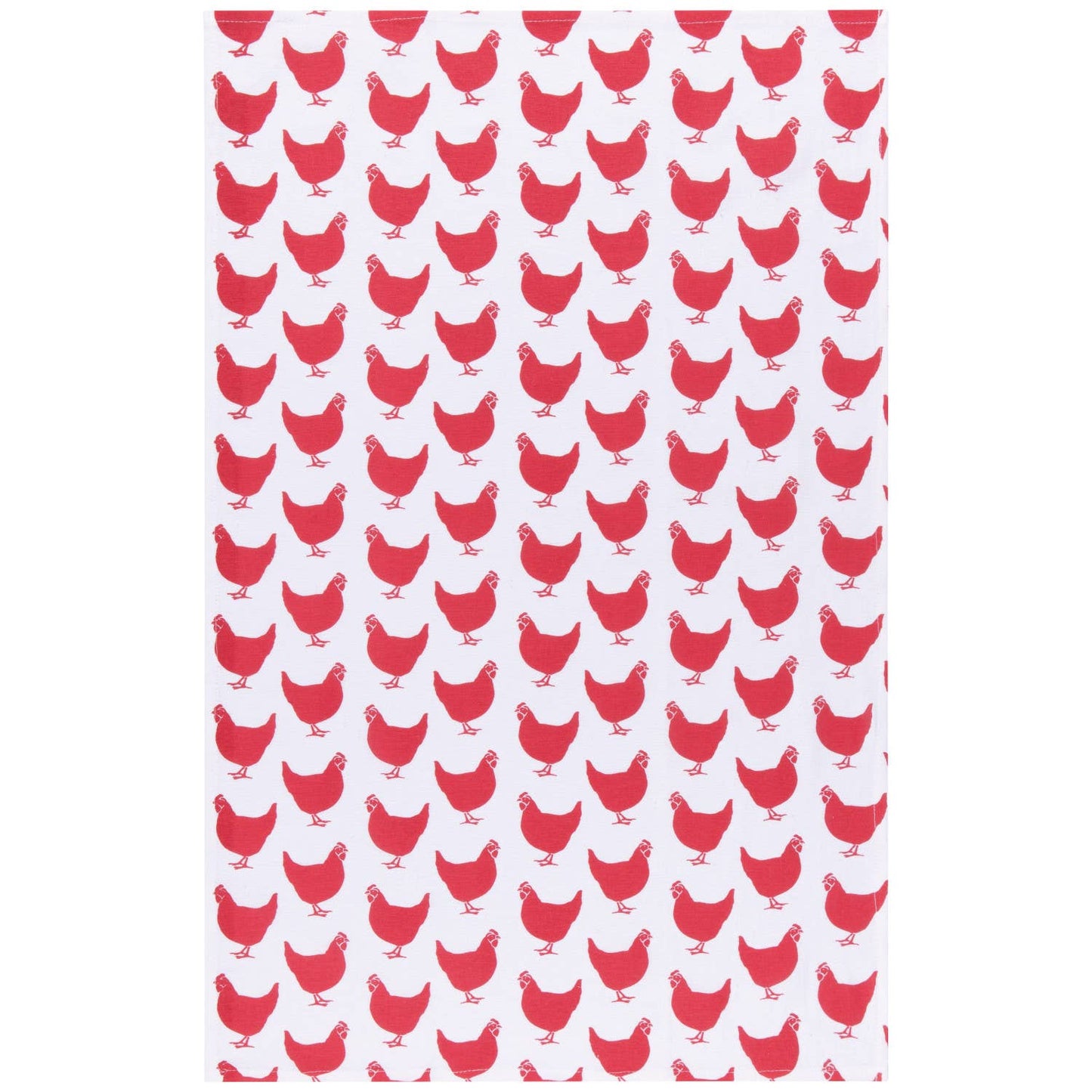CHICKENS PRINT RED FLOURSACK DISHTOWELS SET OF 2