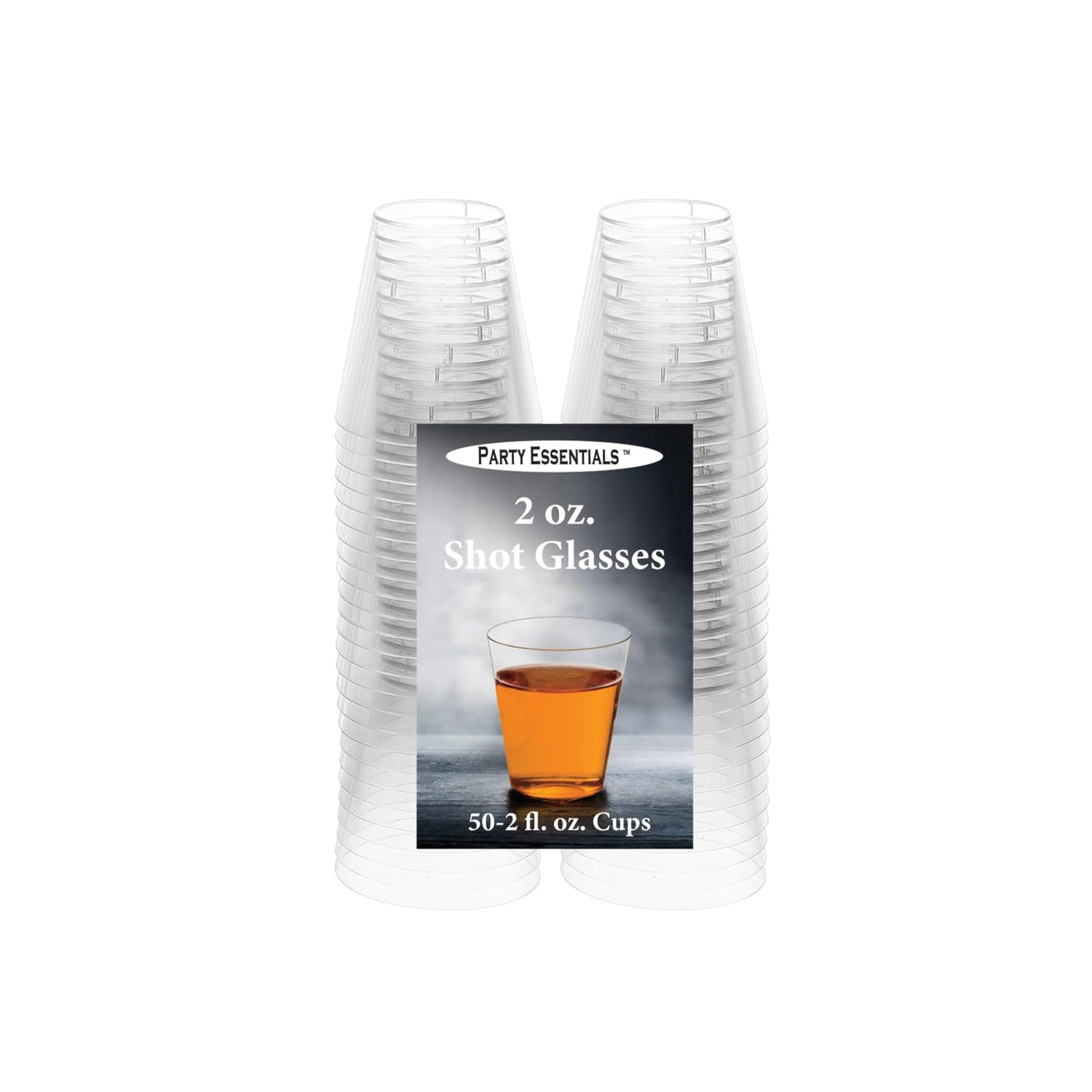 PARTY ESSENTIALS CLEAR PLASTIC SHOT GLASSES 2oz