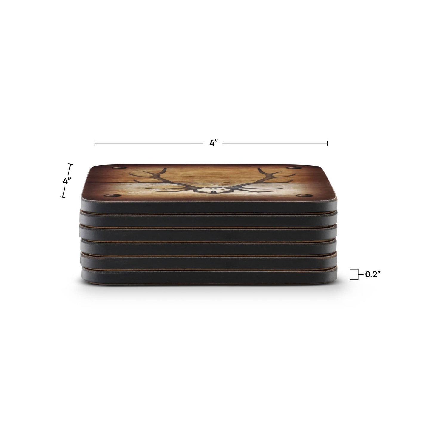 Lodge Coasters Set of 6: MDF, Cork Backed / Lodge