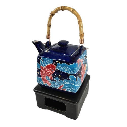 Ceramic Teapot Tea Light Candle Warmer 5.25"L Square Base (1/16)