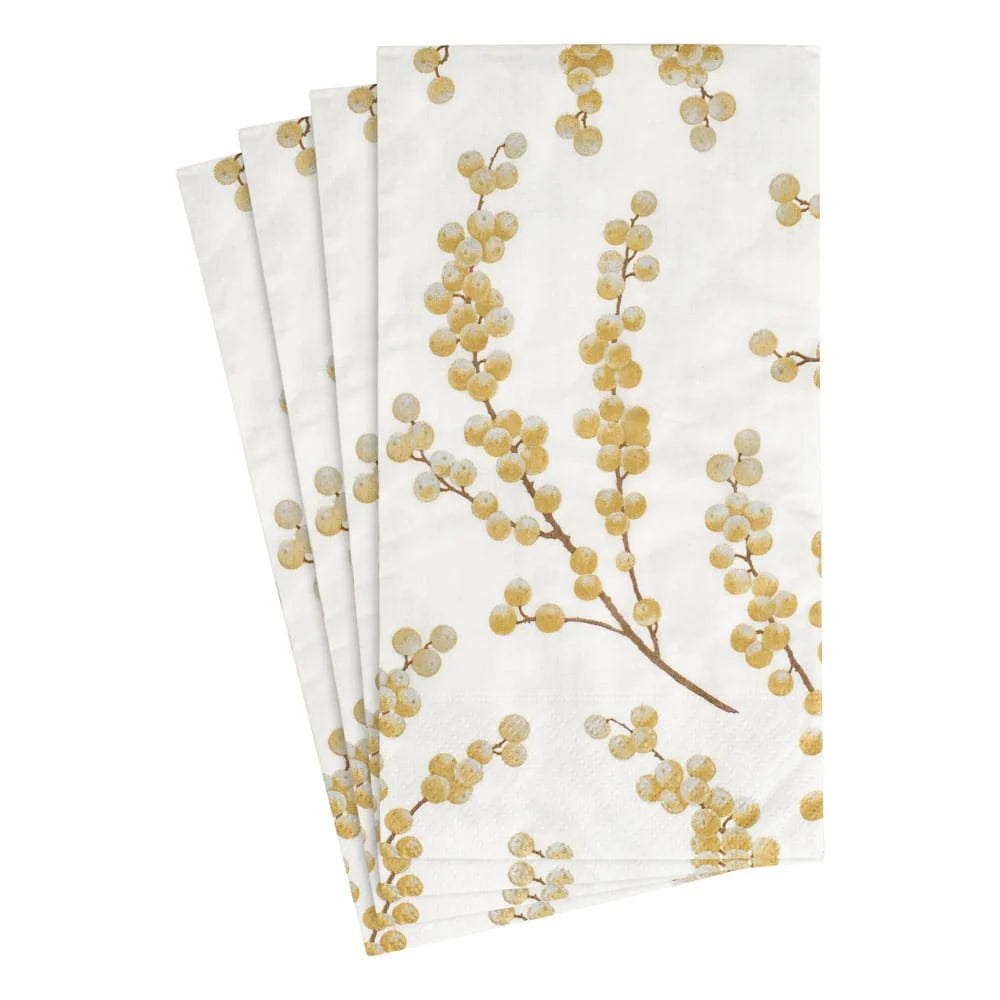 BERRY BRANCHES WHITE/GOLD PAPER GUEST TOWEL