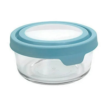 GLASS STORAGE ROUND 2 CUP MINERAL BLUE
