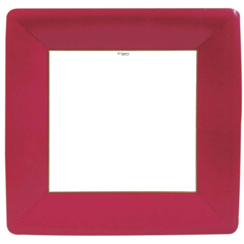 DINNER PAPER PLATE GROSGRAIN BORDER RED