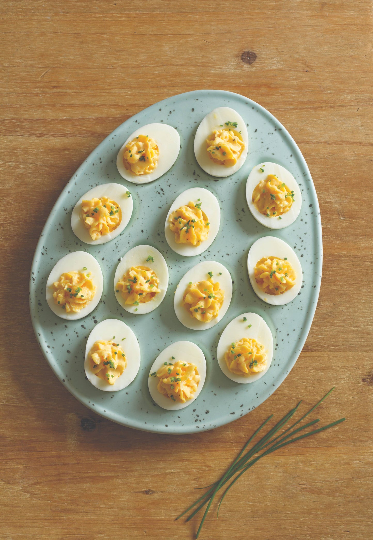 ROBIN'S EGG BLUE STONEWARE DEVILED EGG TRAY