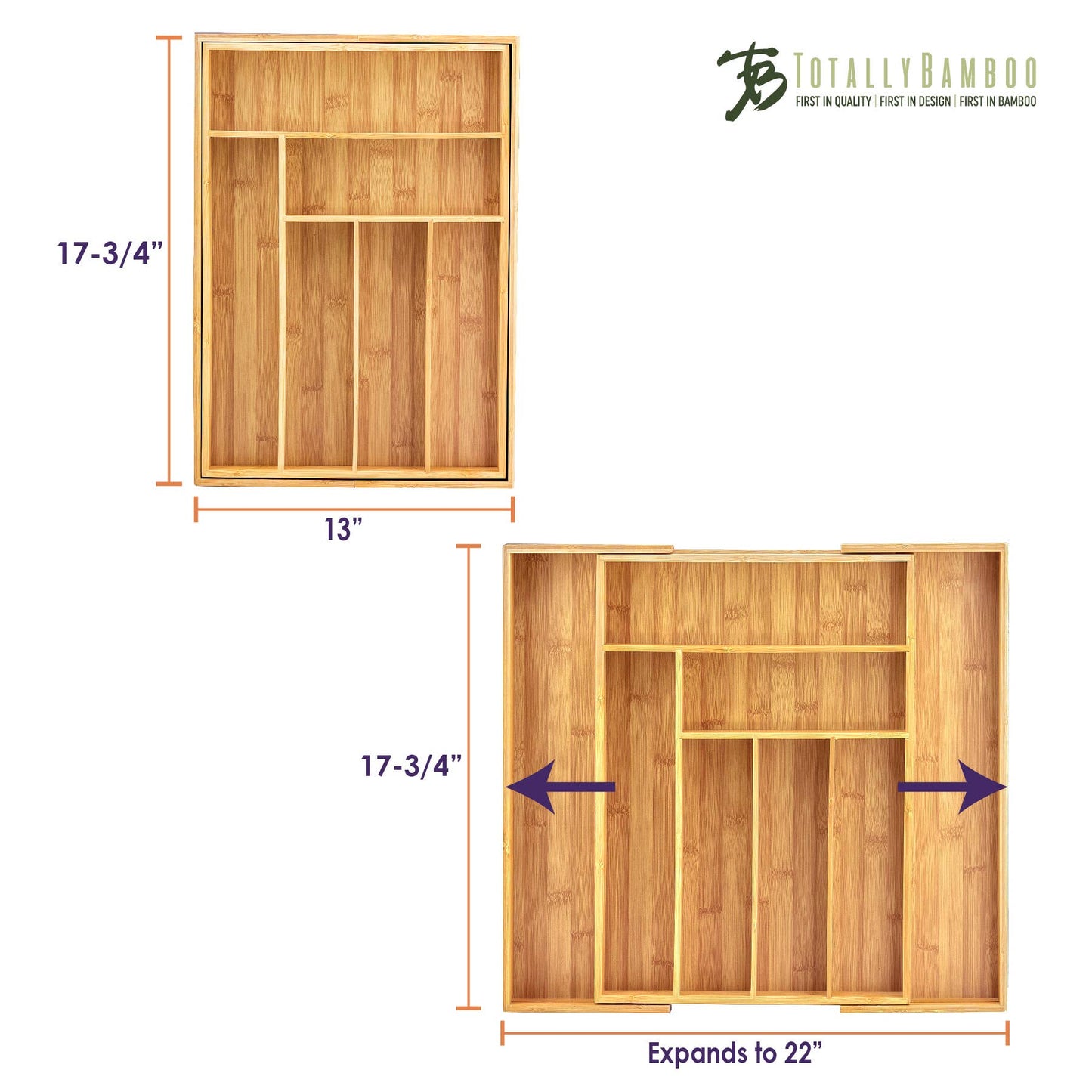 Expandable Bamboo Flatware and Utensil Drawer Organizer