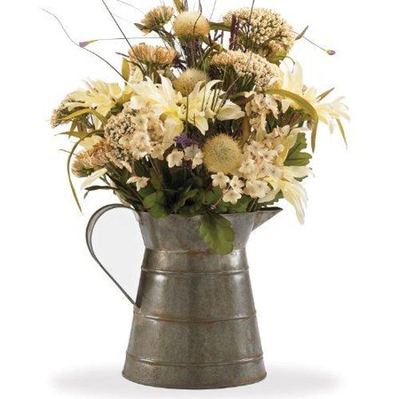 TIN MILK PITCHER/FLOWER HOLDER
