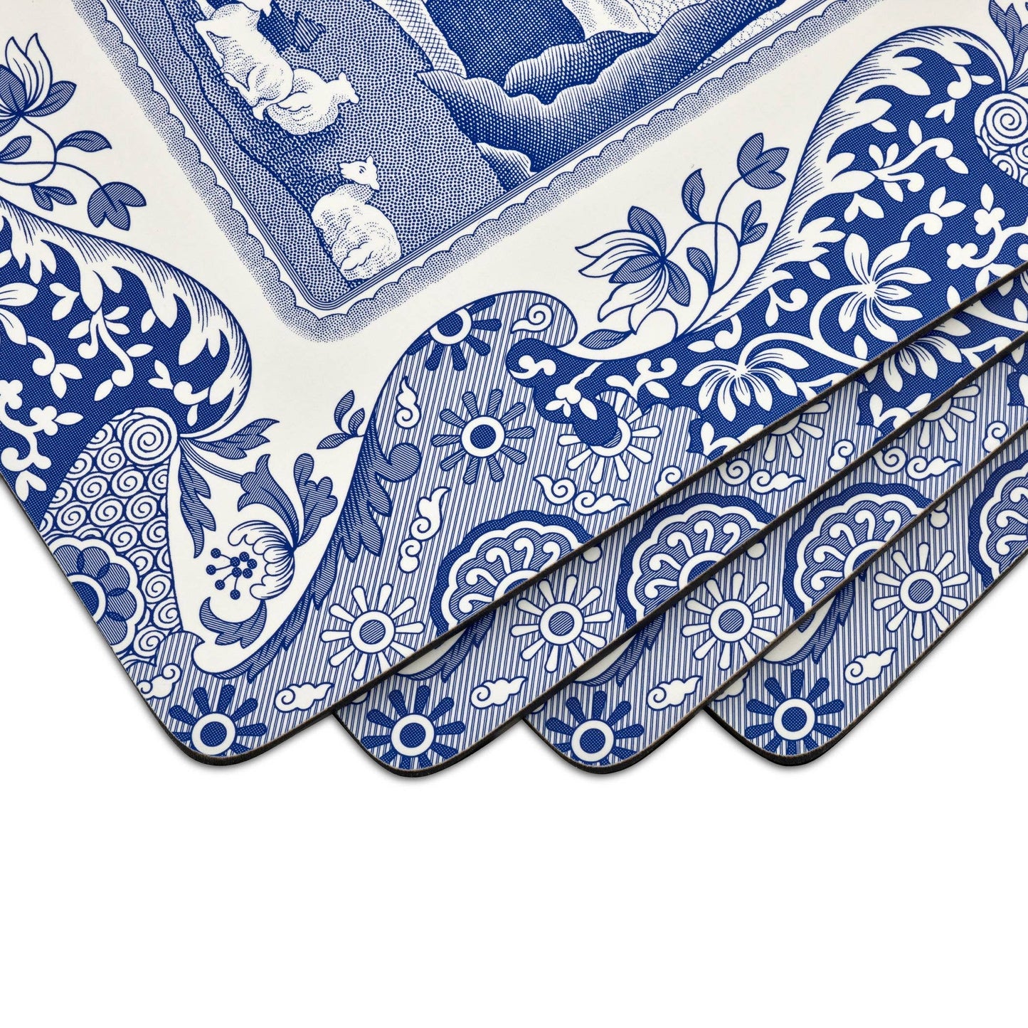 Blue Italian Placemats Set of 4: MDF, Cork Backed / Blue Italian