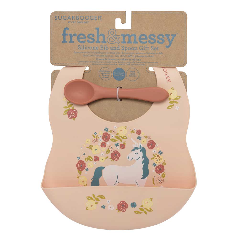 SILICONE BIB & SPOON SET: UNICORN