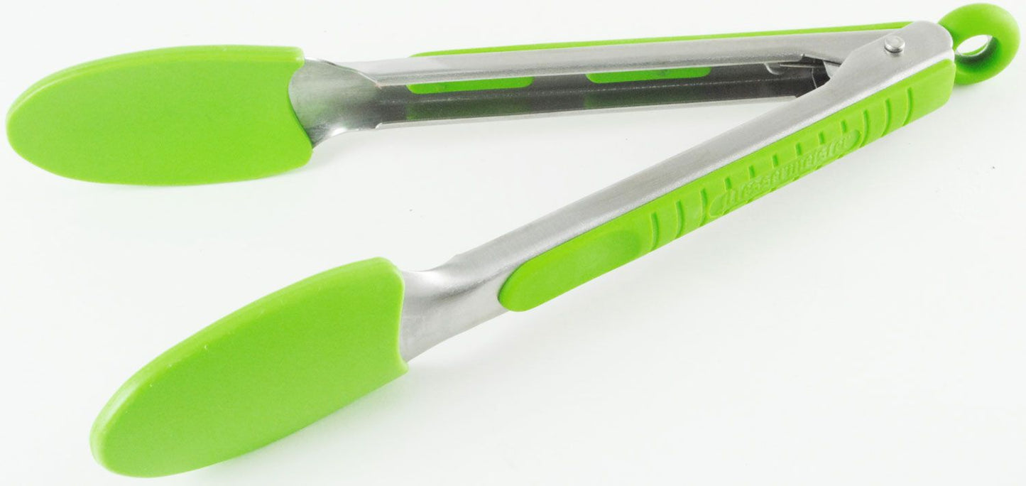 SILICONE LOCKING TONGS 9" GRN
