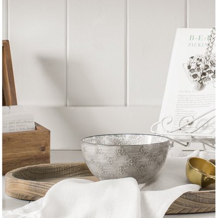 ASIAN BOWL TRELLIS GREY 6"