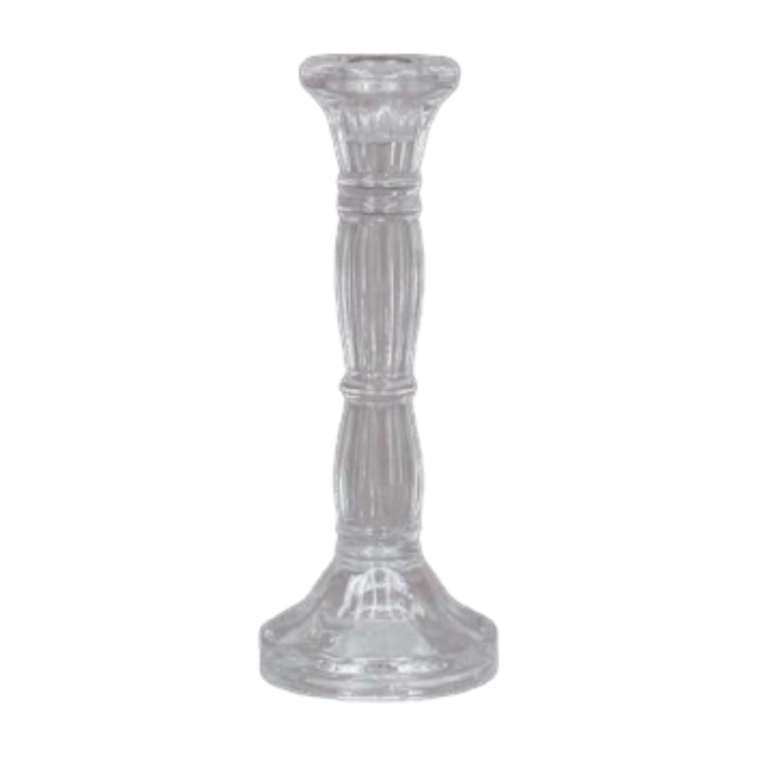 CLEAR MOLDED GLASS TAPER HOLDER 8IN