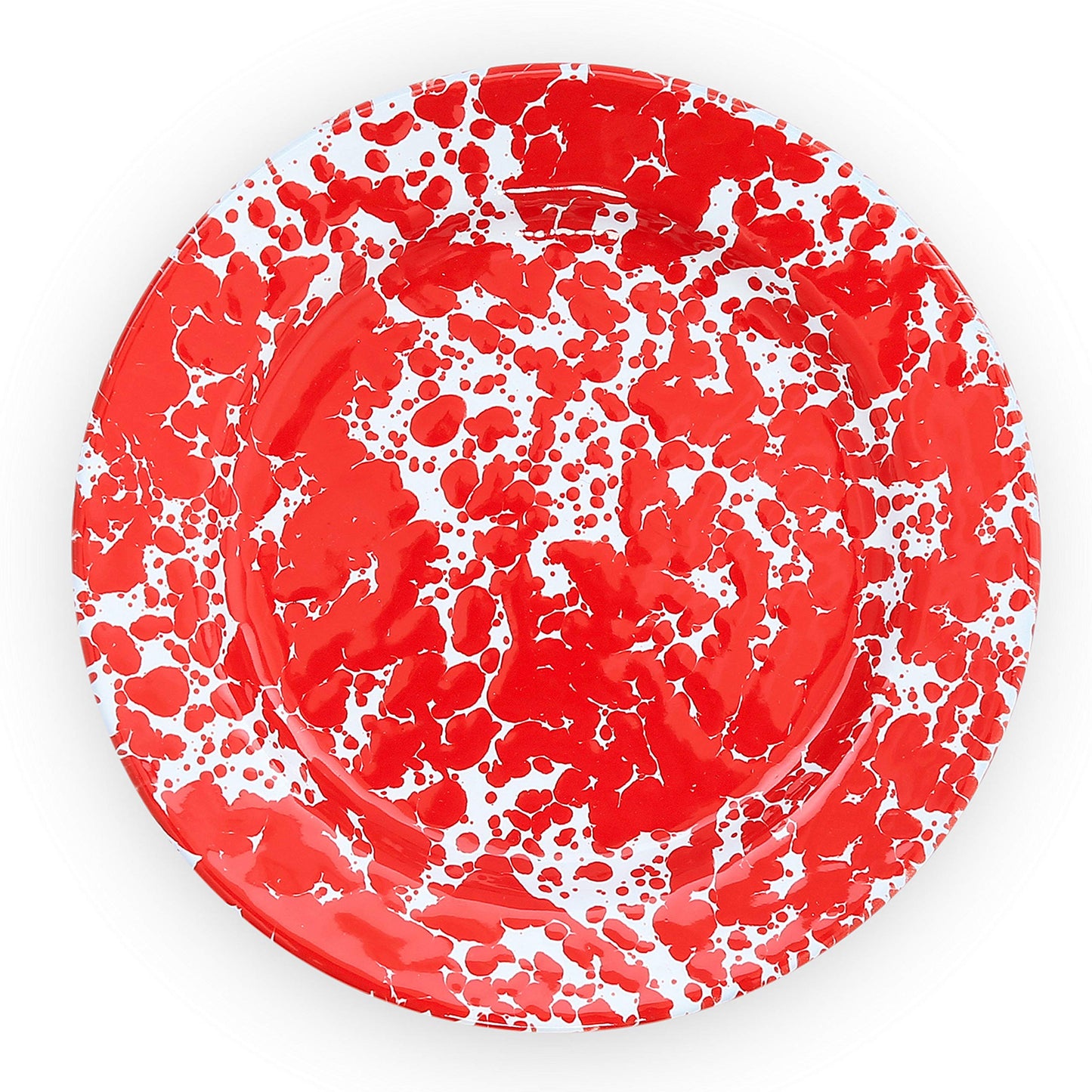 ENAMEL SALAD PLATE RED MARBLE