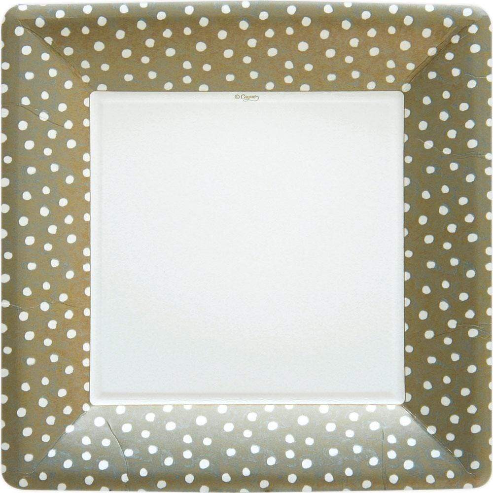DINNER PAPER PLATE SMALL DOTS PLATINUM