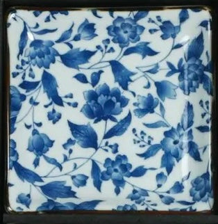 SMALL SQUARE PLATE BLUE/WHITE 5”