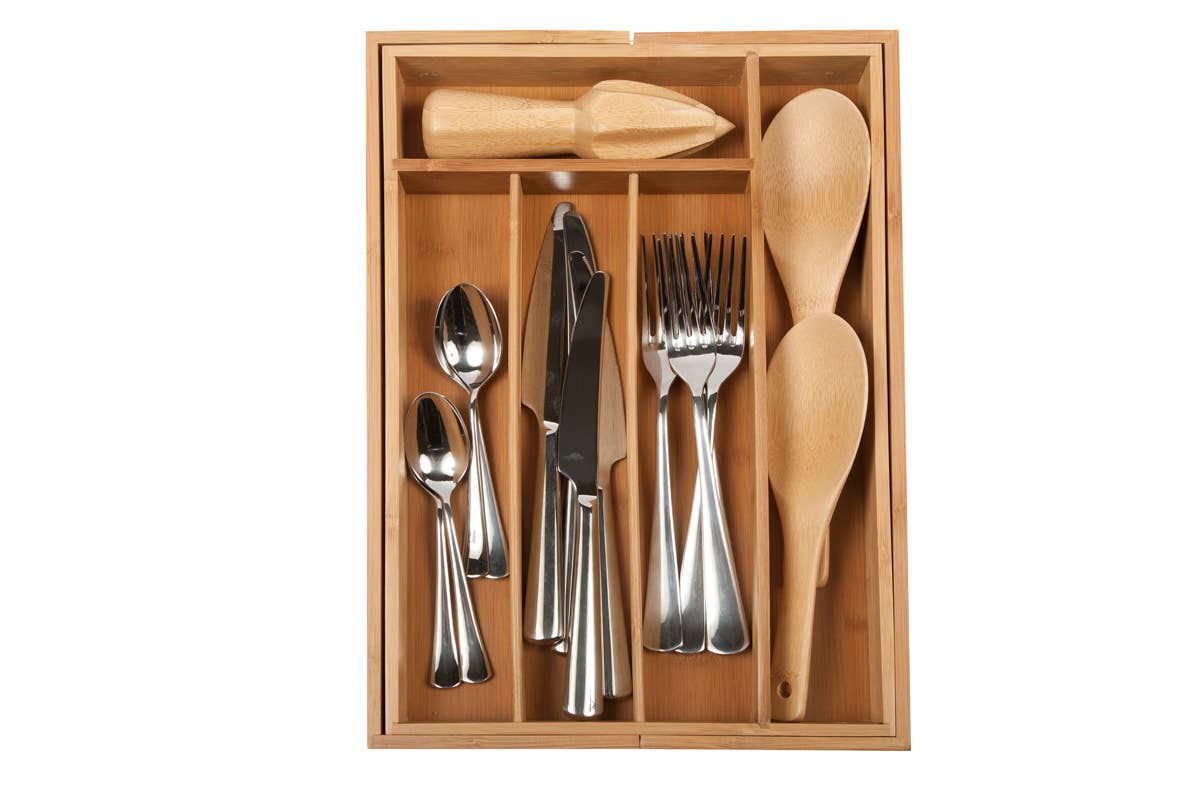 Bamboo Expandable Flatware Tray