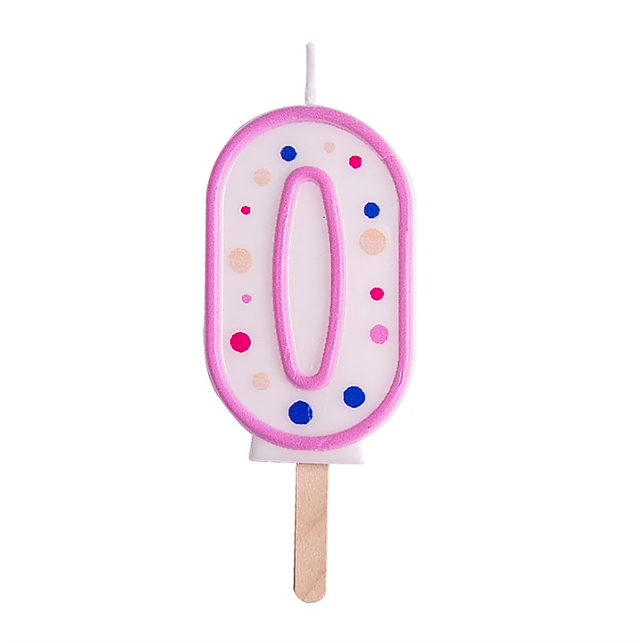 NUMBER 0 CANDLE PNK